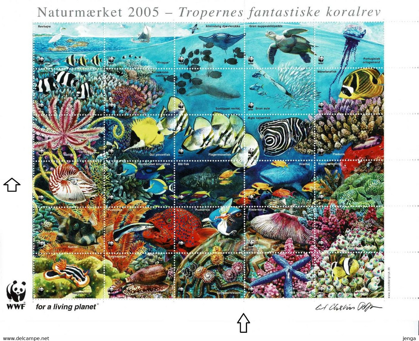 Denmark WWF 2005.  Sheet  With 30 Labels; The Amazing Coral Reefs In The Tropics - Altri & Non Classificati