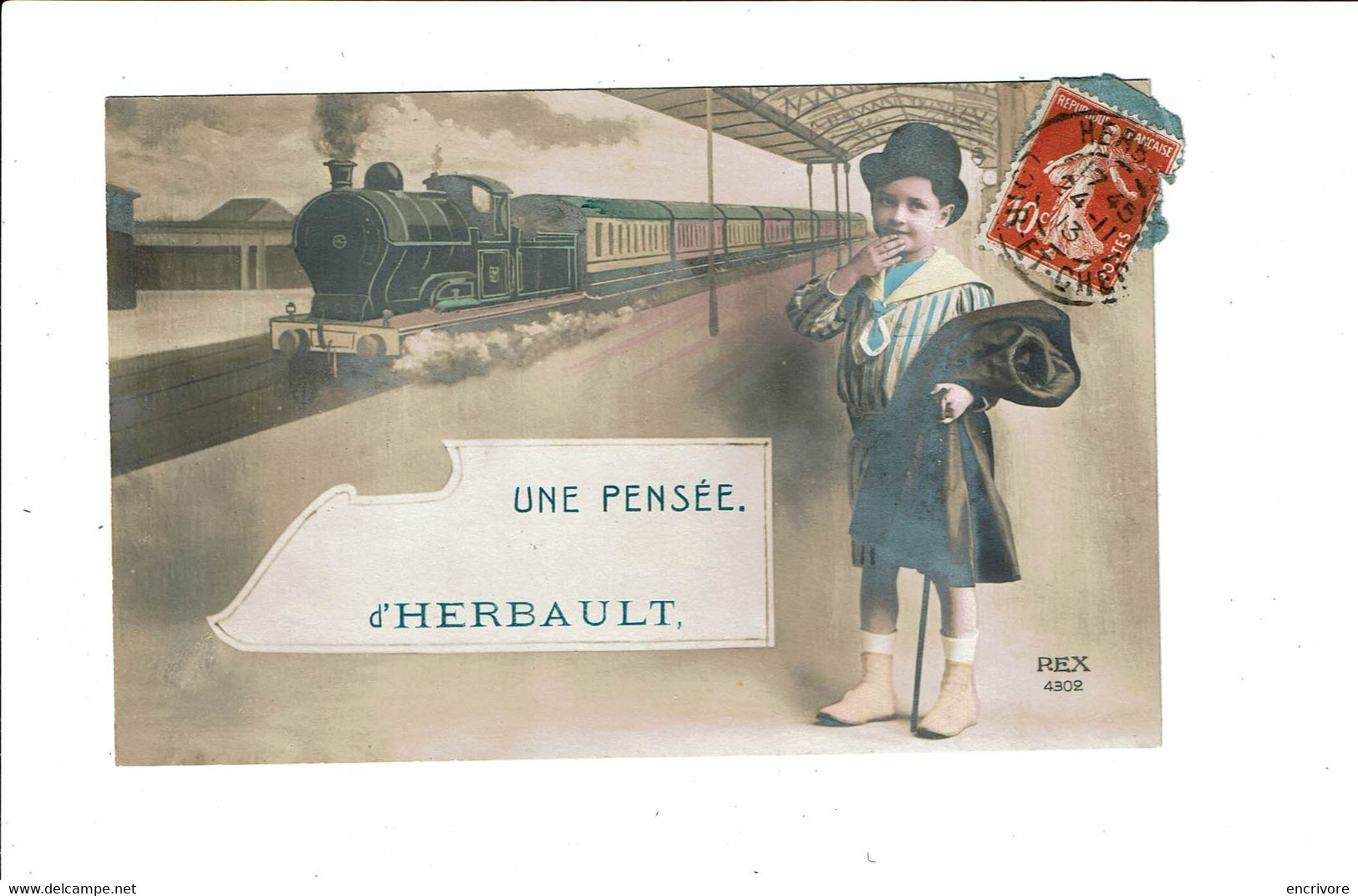 Cpa Une Pensée D' HERBAULT Train Sur Voie Rex 4302 - Herbault