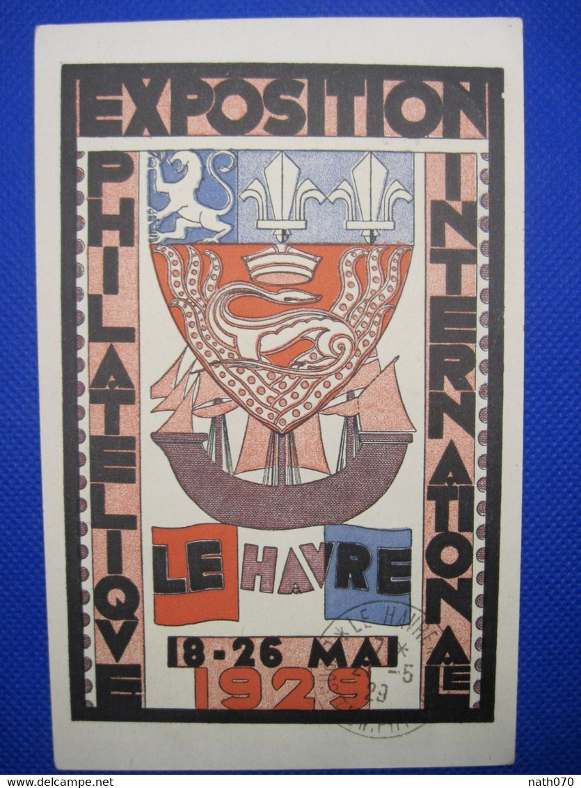 France LE HAVRE Exposition Philatélique Internationale Du 18 Au 26 Mai 1929 Cpa Ak - Briefmarkenausstellungen