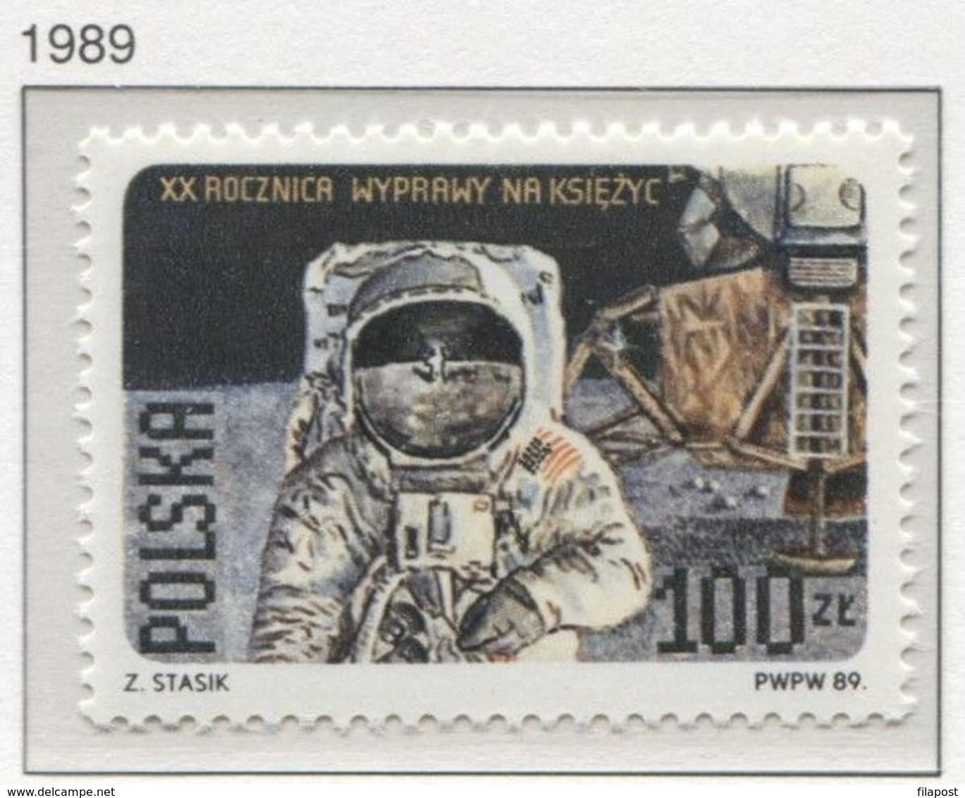 Poland 1989 Mi 3206 I A, Moon Landing, Eagle Apollo, Space Research, Exploration, Excursion MNH** - United States