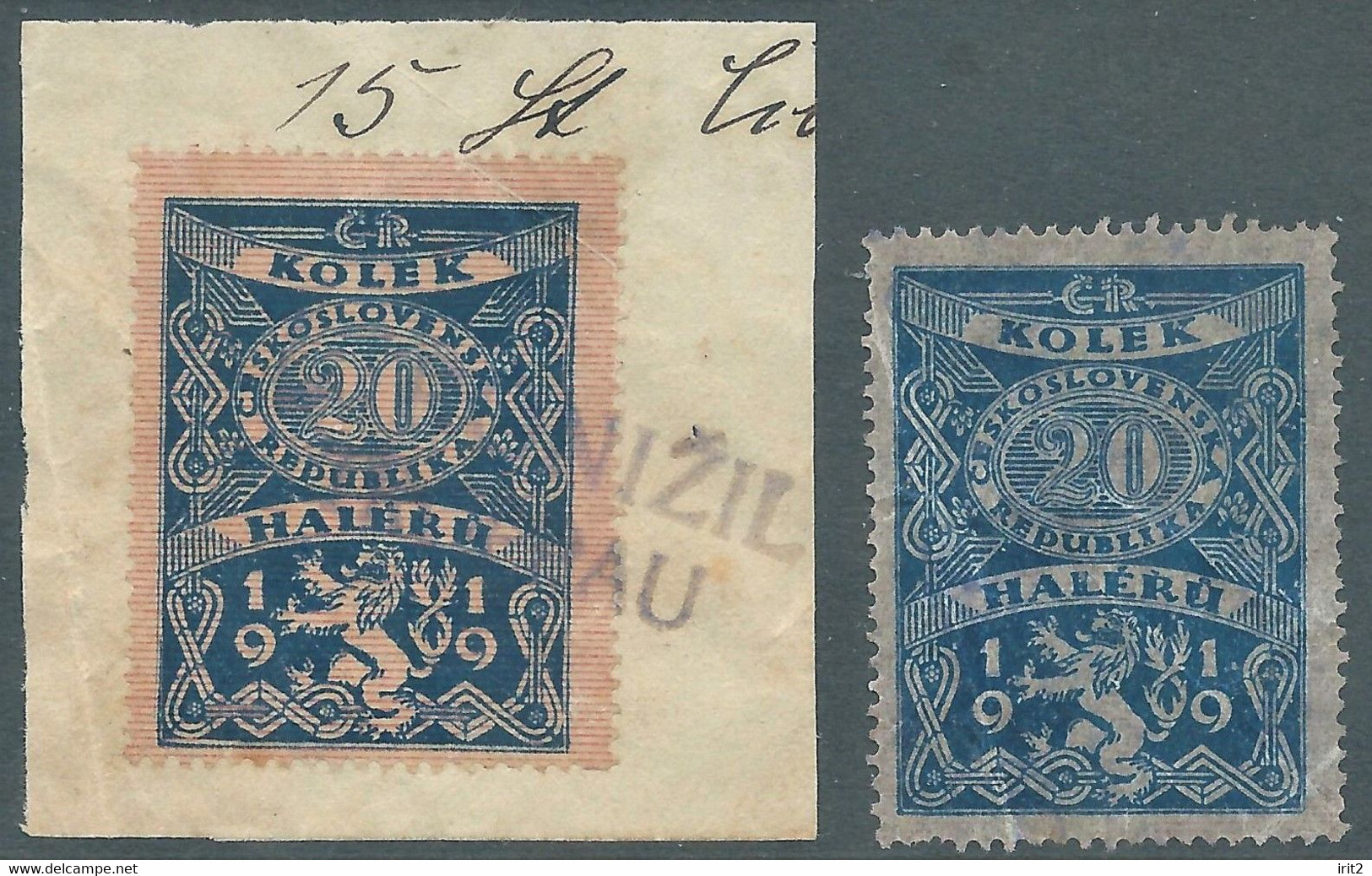 Czechoslovakia - CECOSLOVACCHIA.1919 Revenue Stamps Tax Fiscal,Kolek 20 Haleru,Used - Dienstmarken