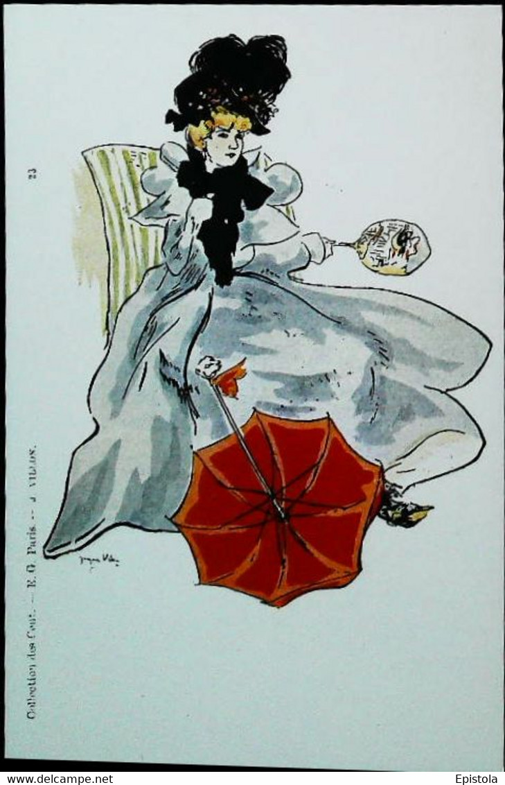Les Chefs D'oeuvre De La Carte Postale NEUDIN, ADECA,tirage Limite 1000ex 1977,J VILLON   Femme Parapluie éventail - Villon
