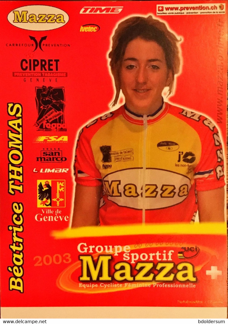 Postcard - Beatrice Thomas - Groupe Sportief Mazza - 2003 - Ciclismo