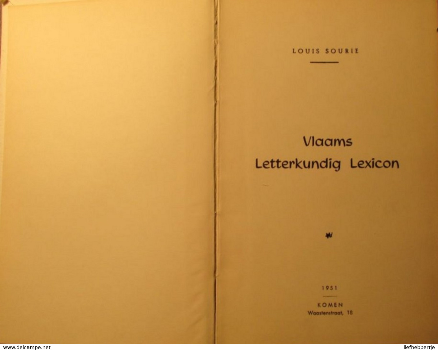 Vlaams Letterkundig Lexicon - 1951 - Door Louis Sourie - Letterkunde - Auteurs - Geschichte