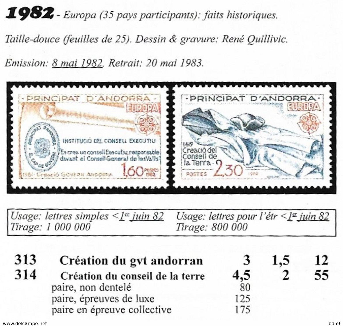 Timbres Sur Lettre 1982 N°300-301 EUROPA Cote 67€ - Storia Postale