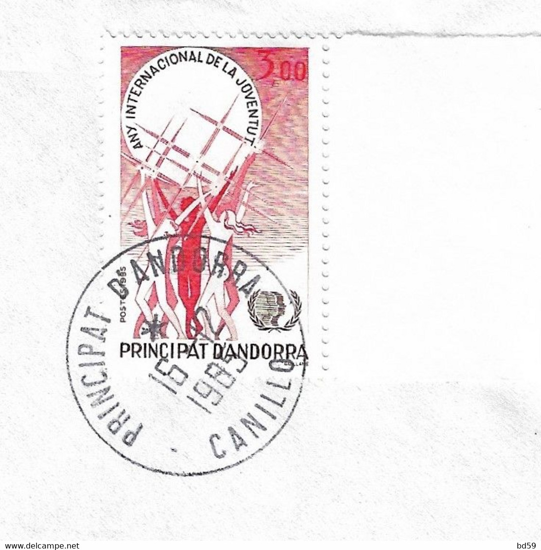 Timbres Sur Lettres 1985 N° 341 Jeunesse Oblitération De Canillo Cote 9€ - Cartas & Documentos