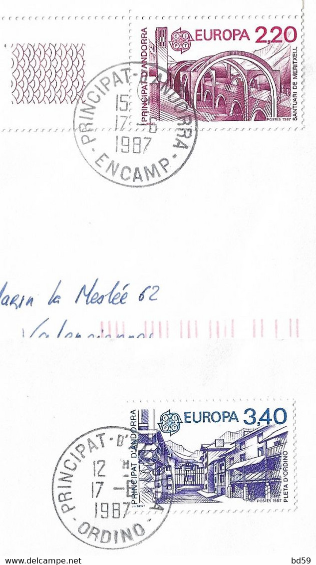 Timbres Sur Lettres 1987 N° 358-9 EUROPA Oblitérations à Voir Cote 31€ - Covers & Documents