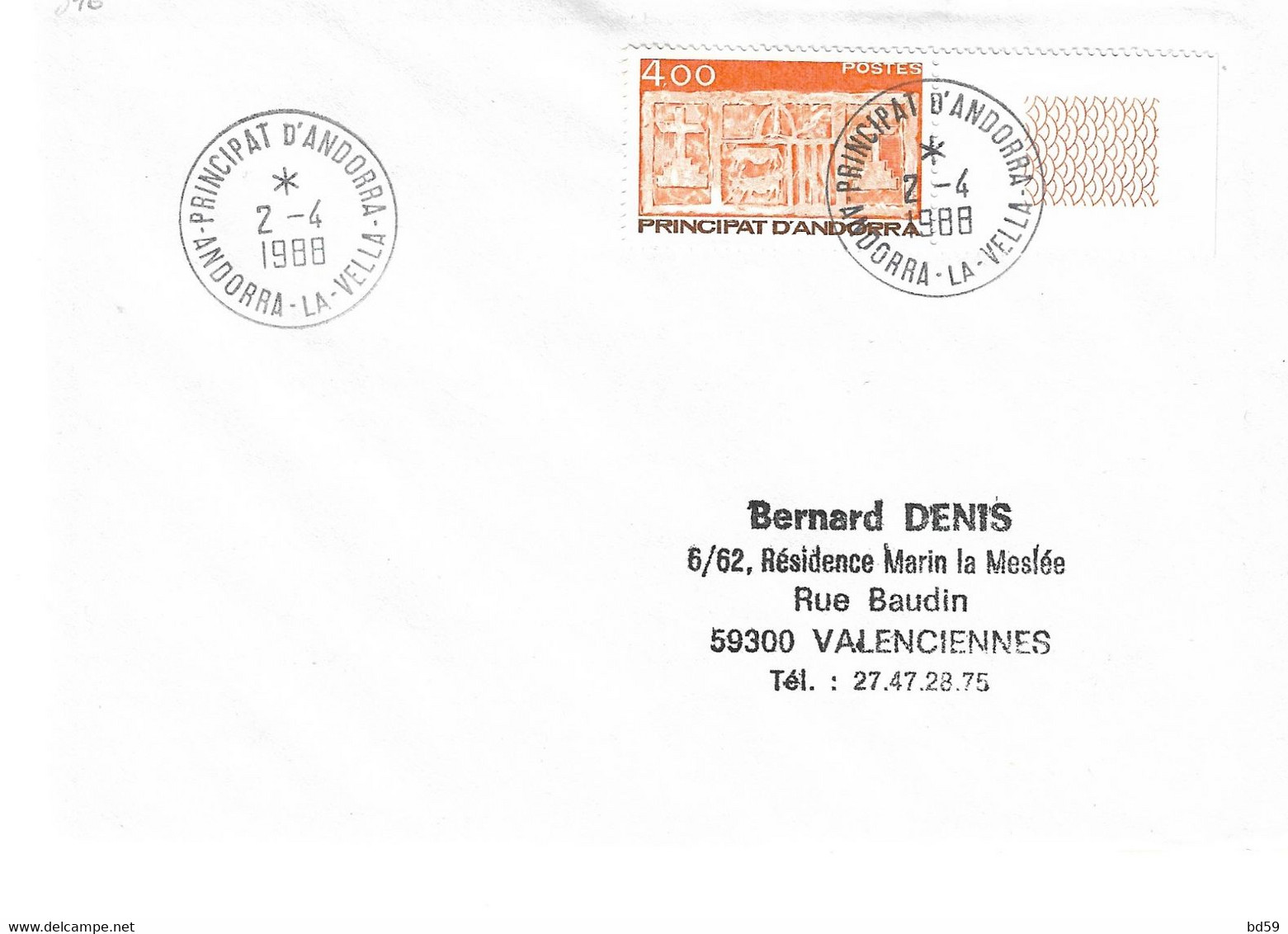Timbres Sur Lettres 1987 N° 346 Ecu Des Vallées Seul Sur Lettre Cote 5,50€ - Covers & Documents