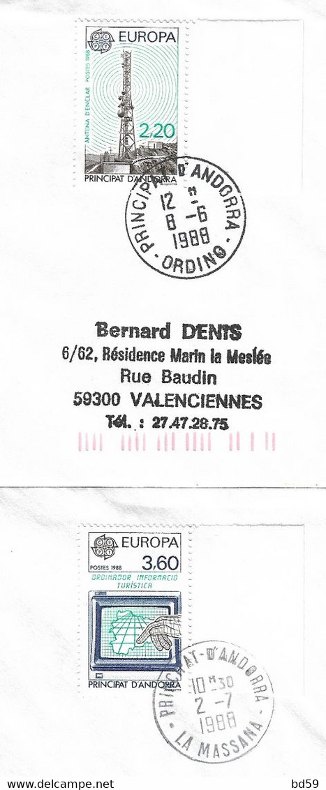 Timbres Sur Lettres 1988 N° 369-70 EUROPA Oblitérations à Voir Cote 18€ - Lettres & Documents