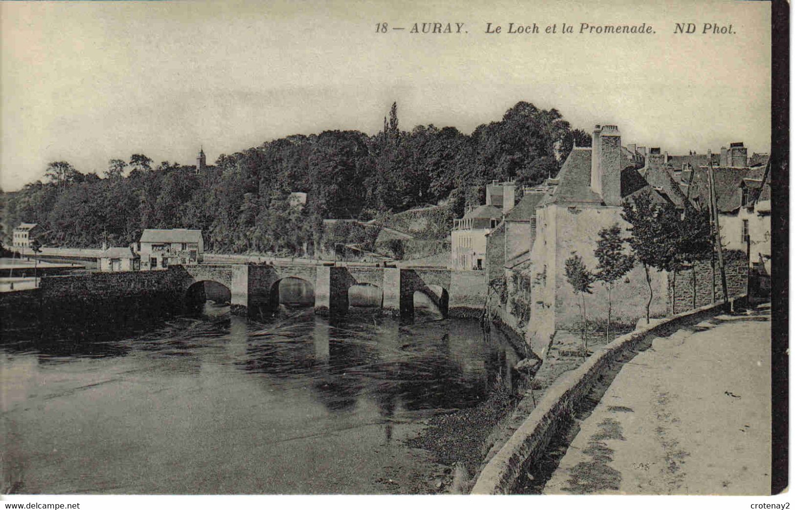 56 AURAY N°18 Le Loch Et La Promenade Beau Pont Café Mur De PUB VOIR DOS - Auray