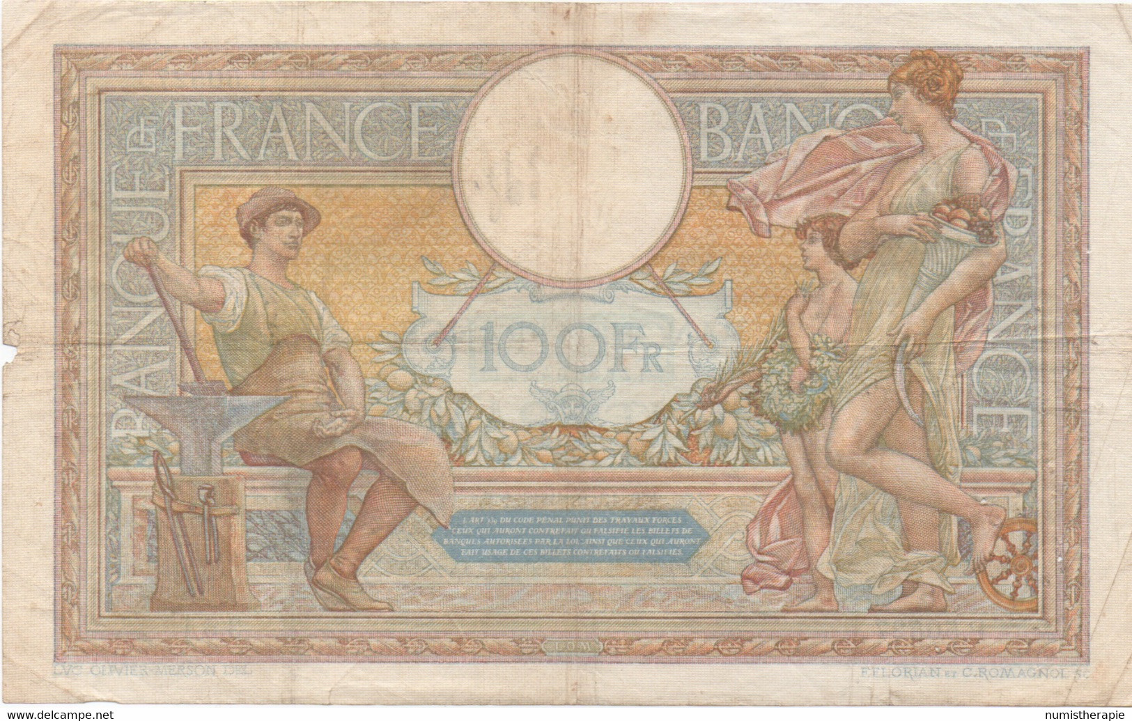 France : 100 Francs 1936 (moyen état) - 100 F 1908-1939 ''Luc Olivier Merson''