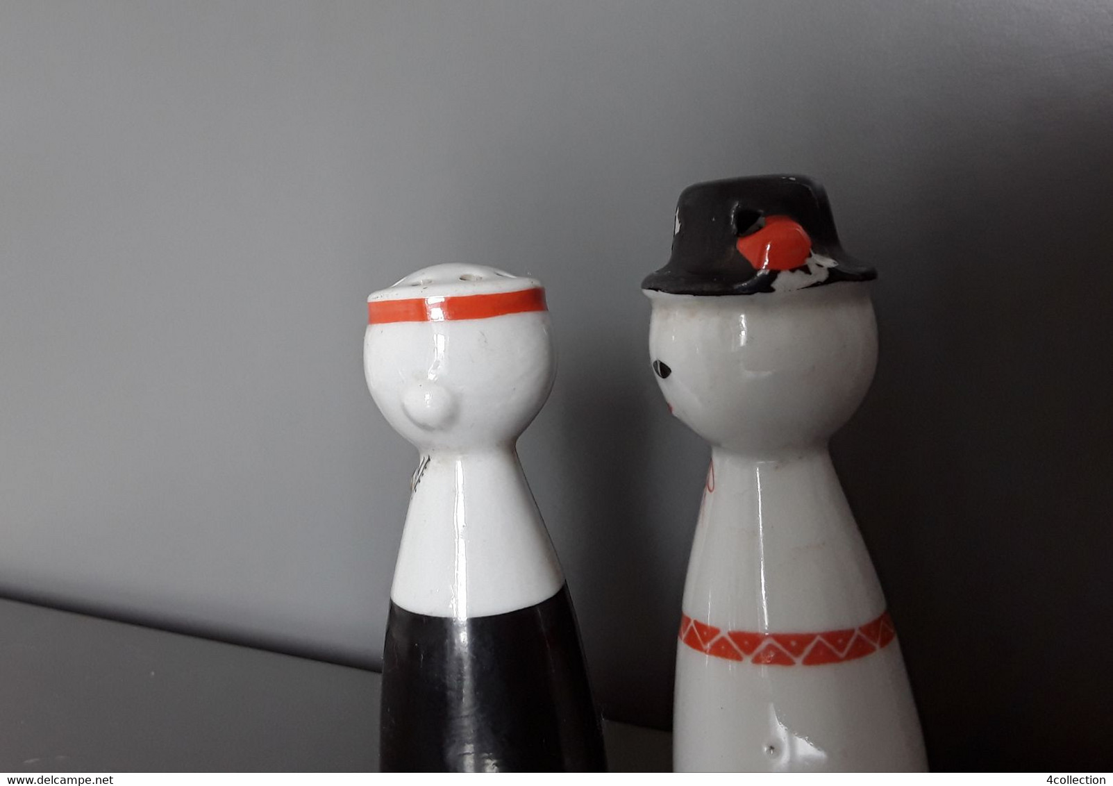 USSR Soviet Latvia Riga Porcelain Figurine Couple Boy Girl Salt Pepper Shaker folk