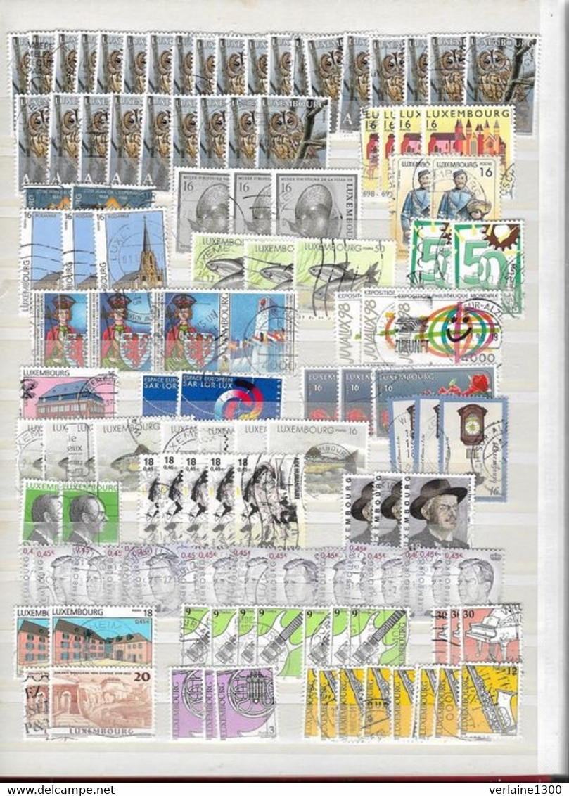 gros lot de 17 pages de timbres du Luxembourg oblitérés envoi GRATUIT
