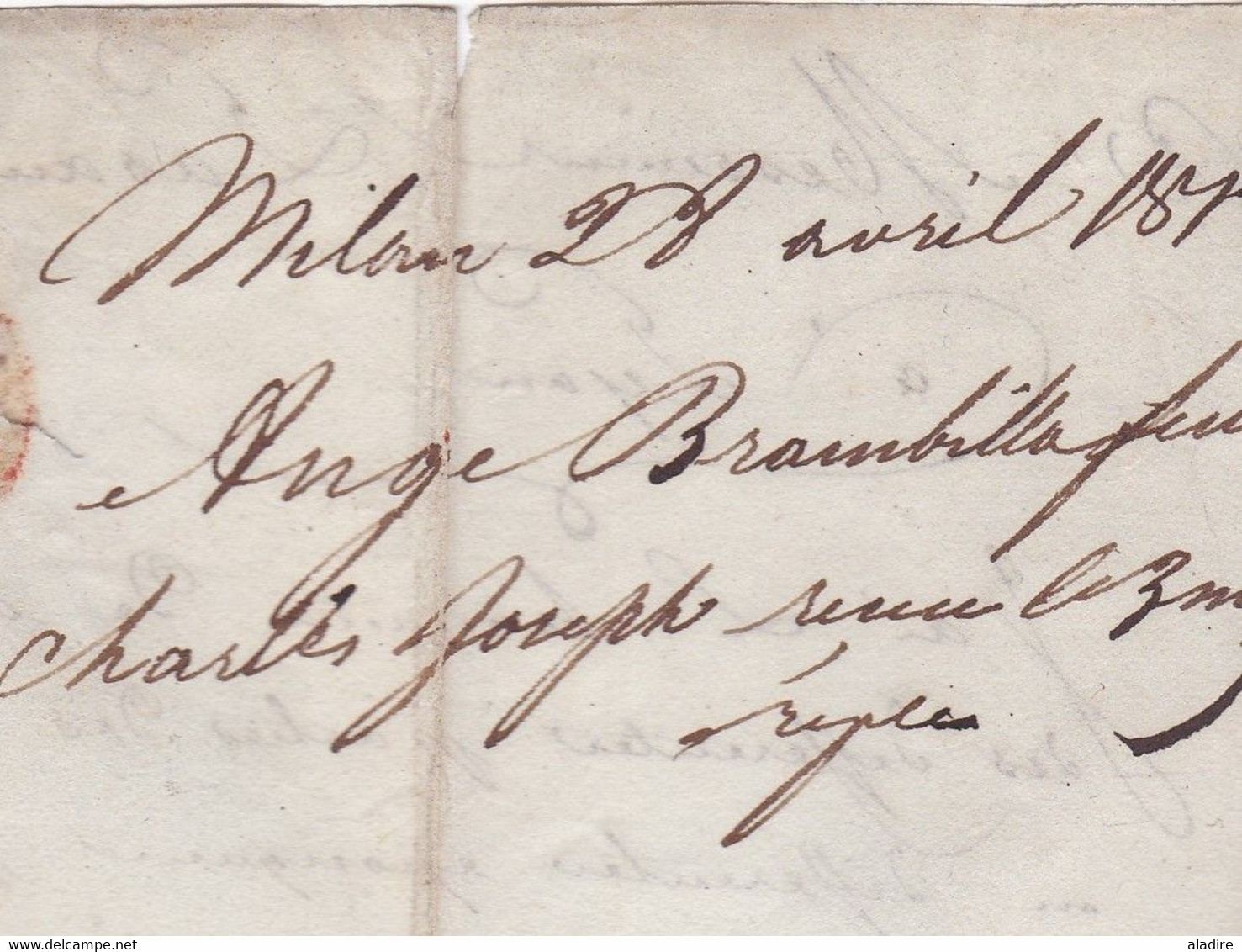 1813 -  BF MILAN Bureau Français sur Lettre pliée avec correspondance vers Lyon, Rhône, France