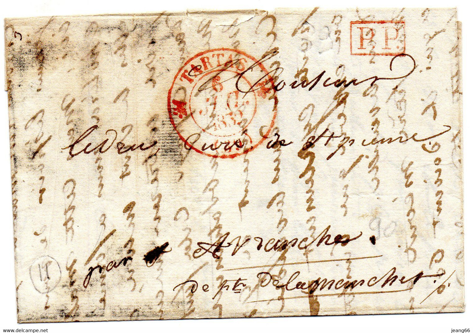 Cachet 12,rouge,TARTAS (39)L.A.C. Du 5/7/32,Port Payé. - 1801-1848: Voorlopers XIX