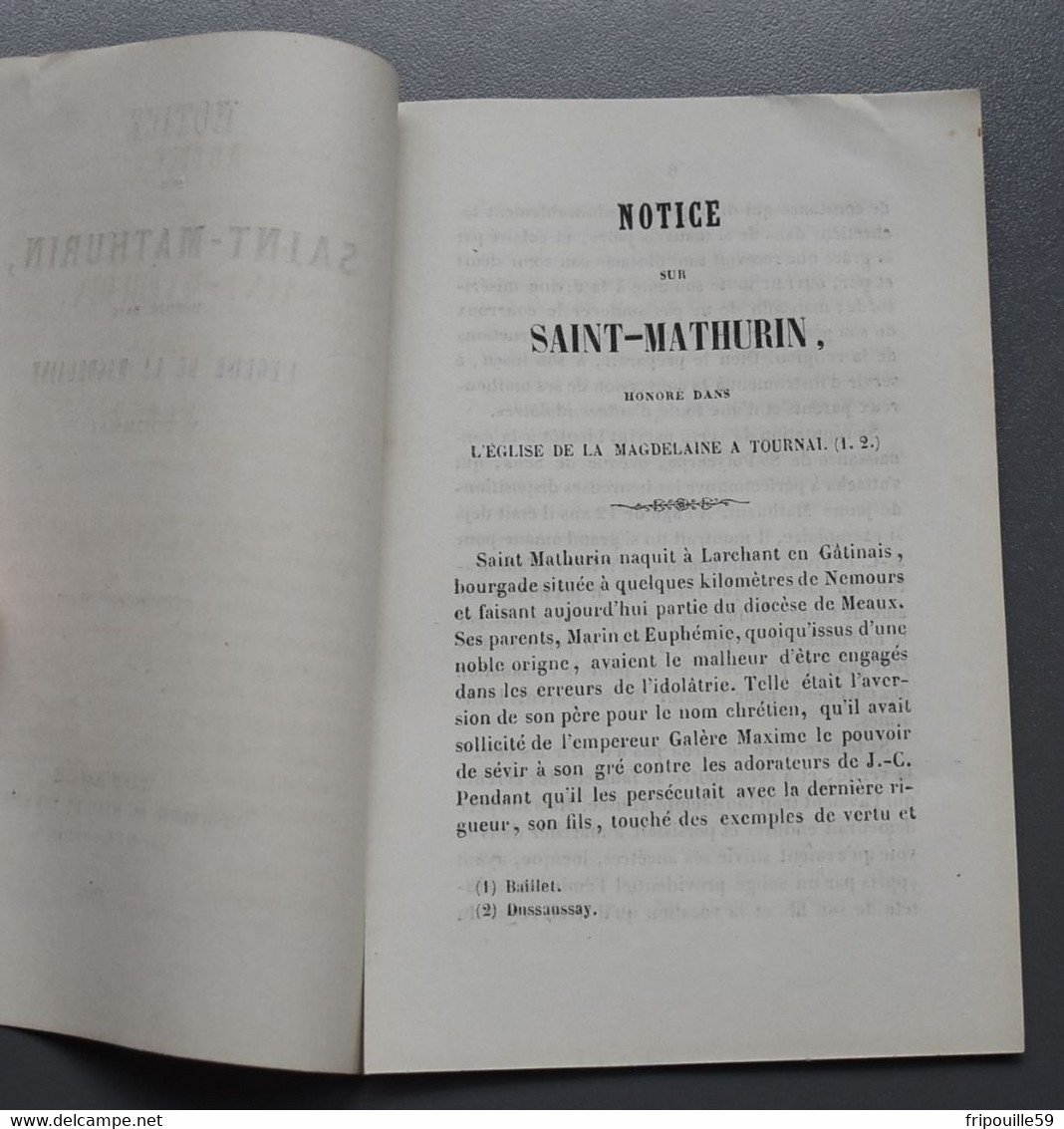 Tournai - Notice De Saint-Mathurin, Honoré Dans L'Eglise De La Magdelaine - Imp. De Malo Et Levasseur - 1859 - 1801-1900