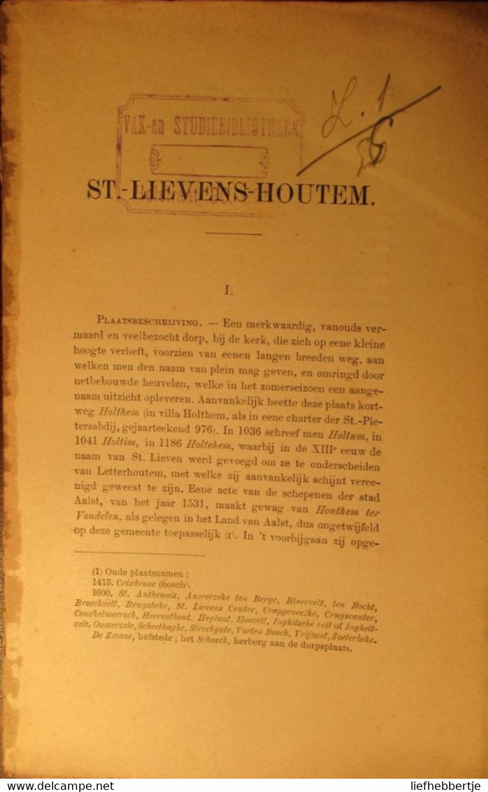 Sint-Lievens-Houtem :  Geschiedenis Van_   - Door Frans De Potter En Jan Broeckaert - 1900 - Histoire