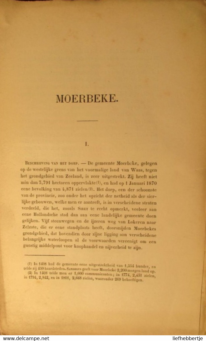 Moerbeke - Waas :  Geschiedenis Van_   - Door Frans De Potter En Jan Broeckaert - Ca 1864-1870 - History