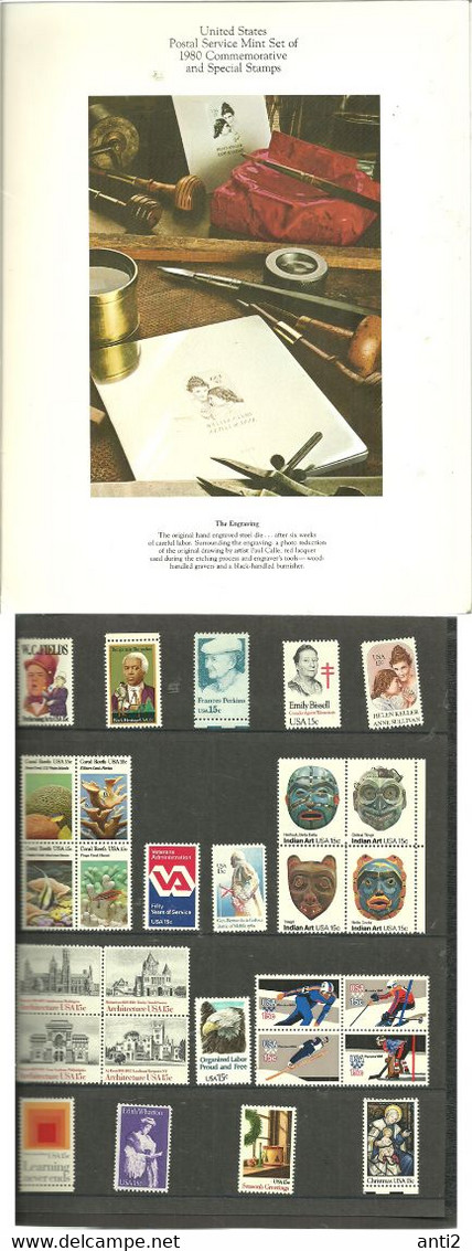 Usa   1980 Year Set Commemorative Stamps, 28 Stamps  MNH(**) - Nuevos