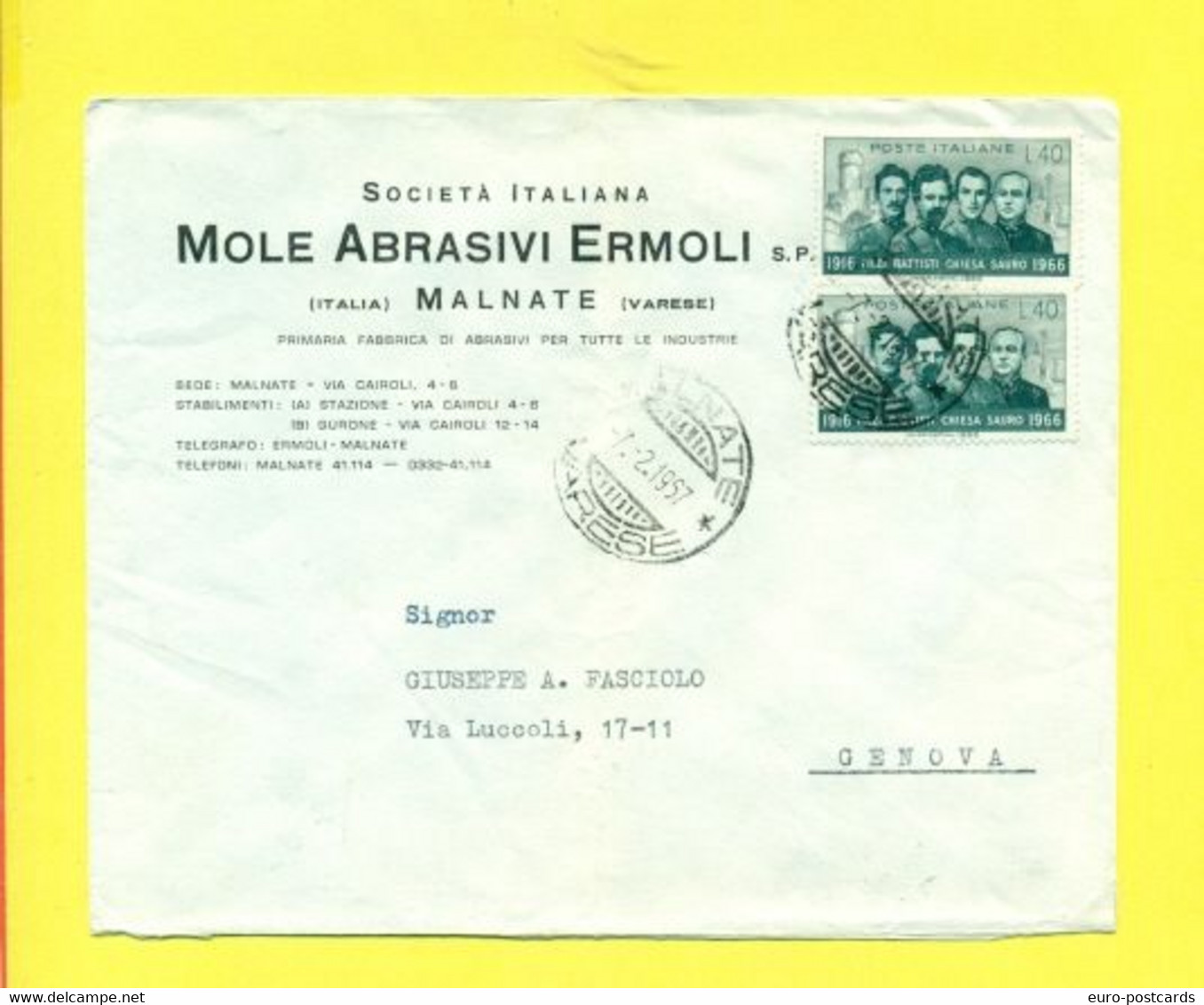 STORIA POSTALE ITALIA - - 1961-70: Marcofilie