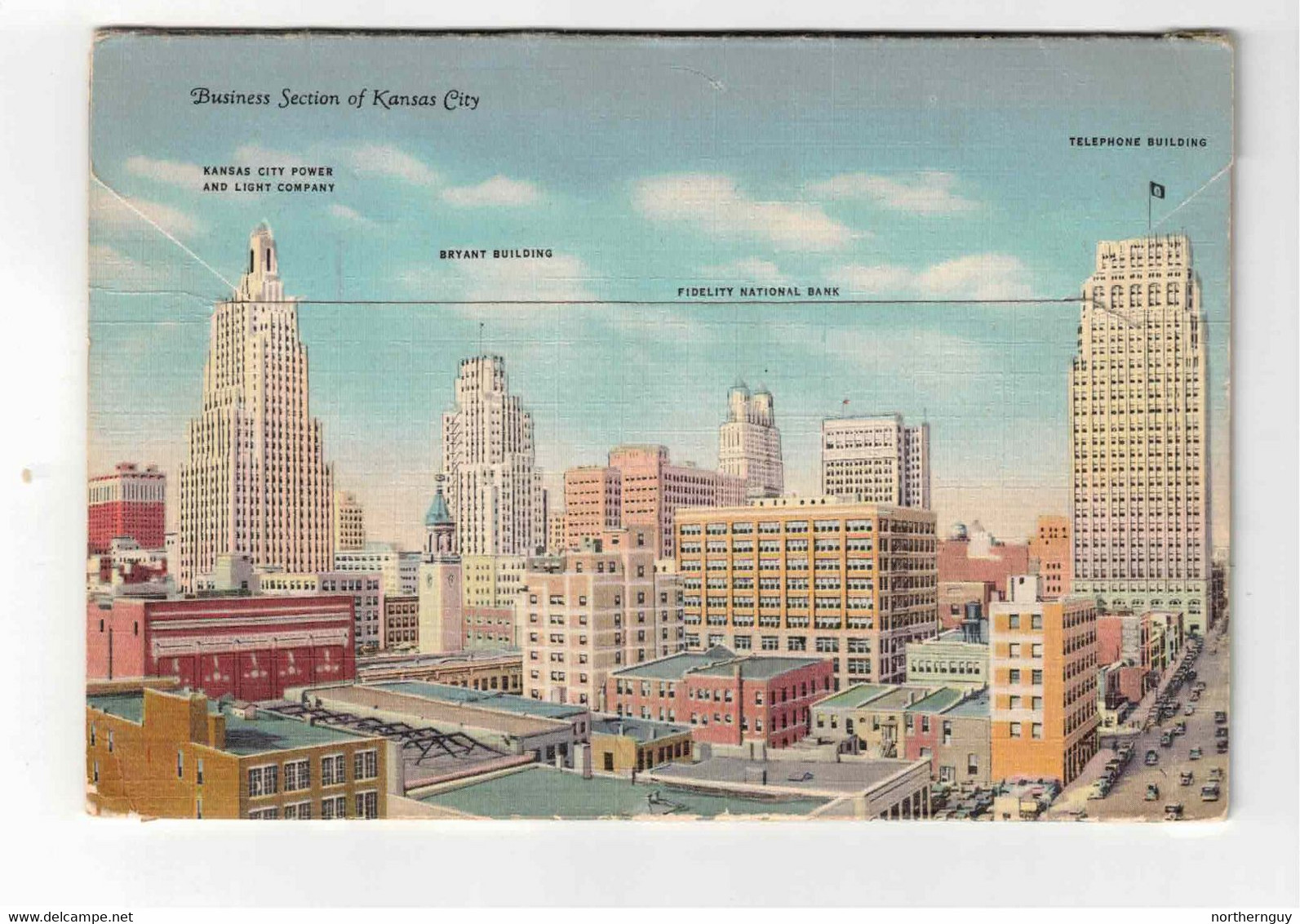 KANSAS CITY, Missouri, USA, Old Linen Fold-Out Souvenir Postcard - Kansas City – Missouri