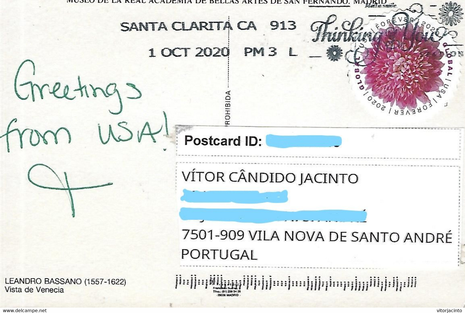 "Thinking Of You" - Publicity Cancellation In Postal Card - U.S.A. - Other & Unclassified