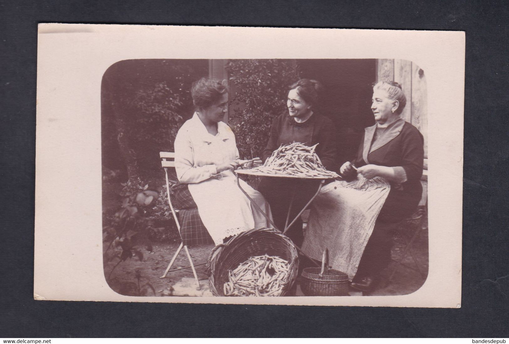 Carte Photo ( Ste Sainte Croix Aux Mines )  Portrait Groupe Femmes épluchage Haricots ( Cf Correspondance Verso 43720) - Sainte-Croix-aux-Mines