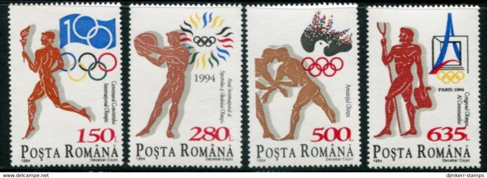 ROMANIA 1994 Centenary Of IOC MNH / **.  Michel 4999-5003 - Ongebruikt