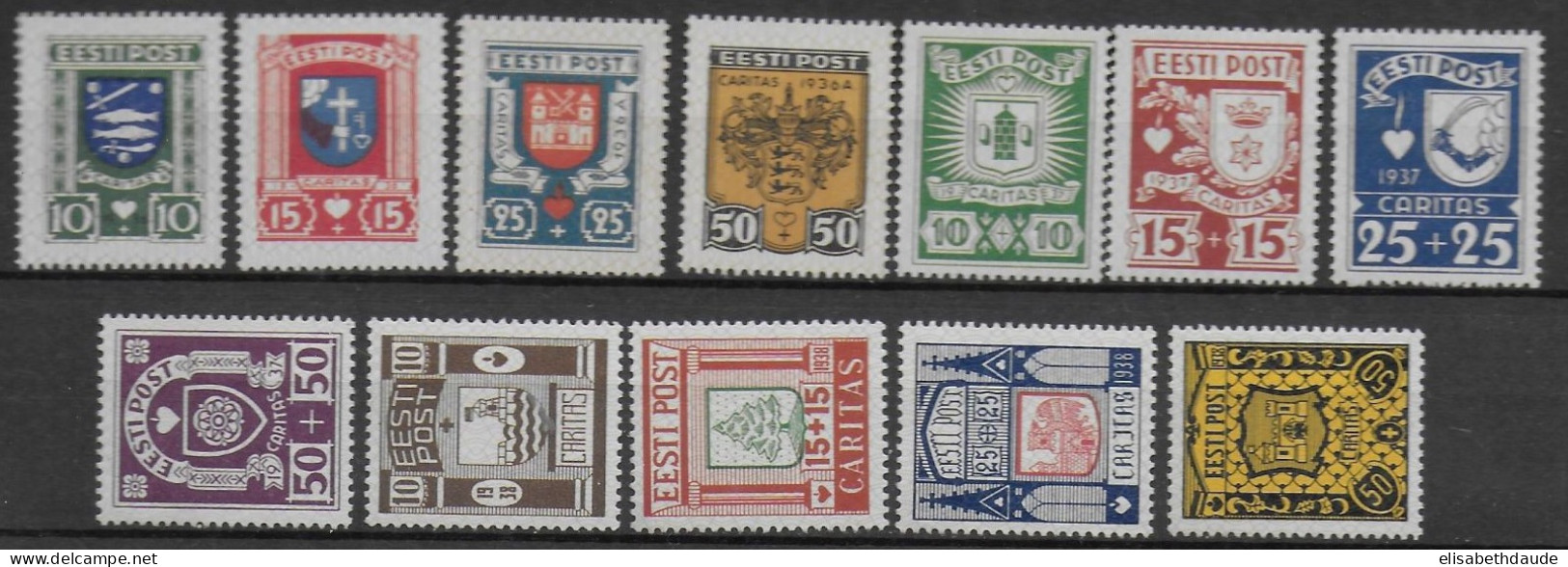 ESTONIE - 1936/1938 - SERIES COMPLETES - YVERT N°132/135+150/157 * MLH - COTE = 125 EUR - Estonia