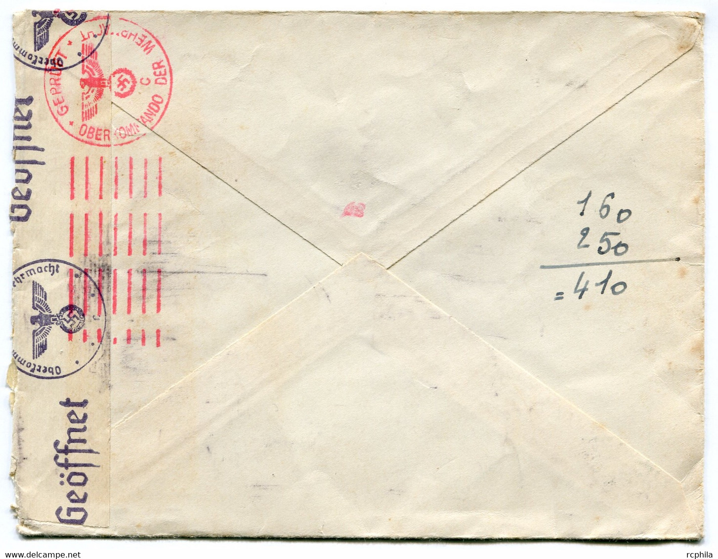 RC 18563 PAYS BAS 1941 LETTRE AVEC CENSURE ALLEMANDE POUR LA FRANCE - Marcophilie