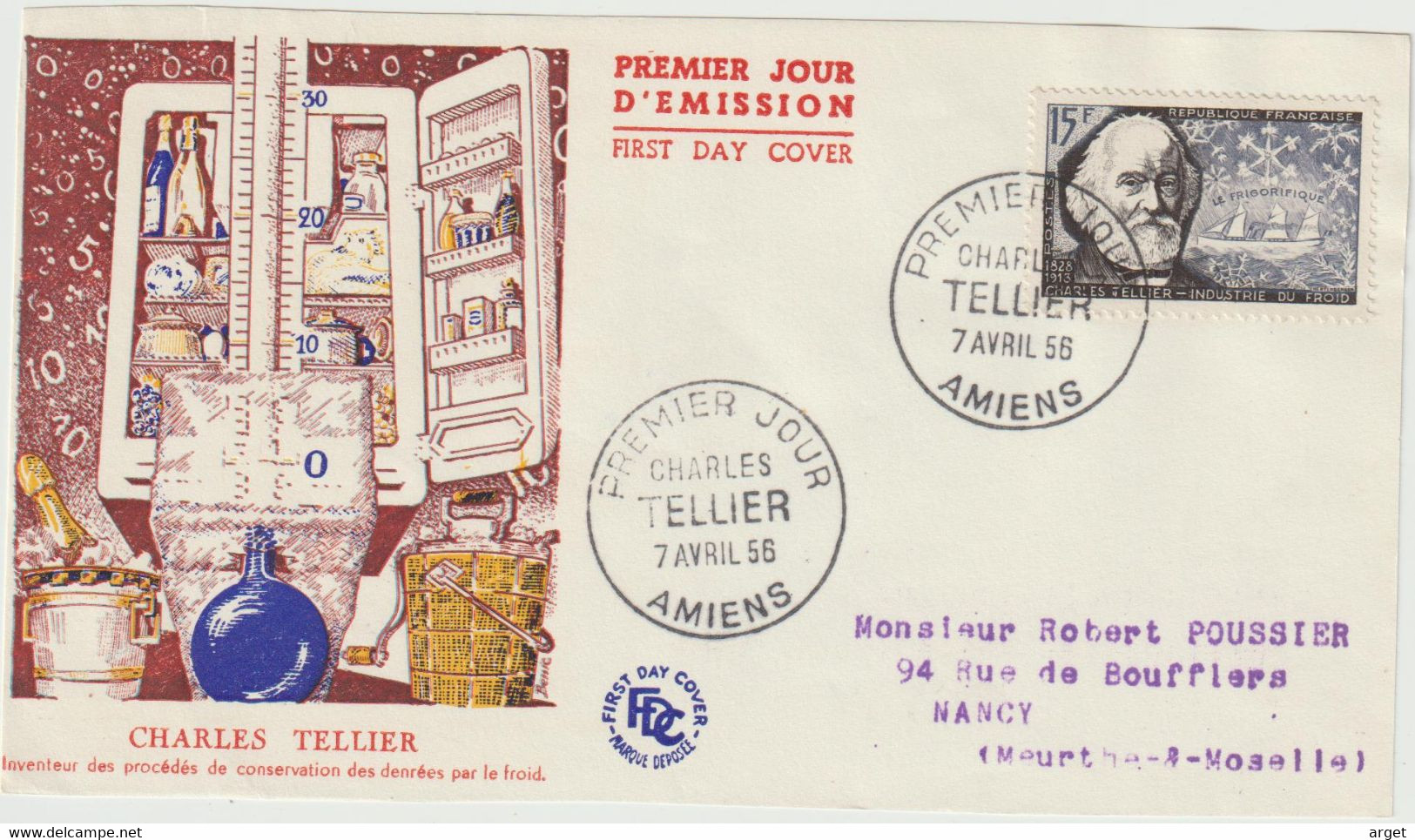 FDC FRANCE N° Yvert 1056 (TELLIER) Obl Sp 1er Jour (Devant De FDC) - 1950-1959