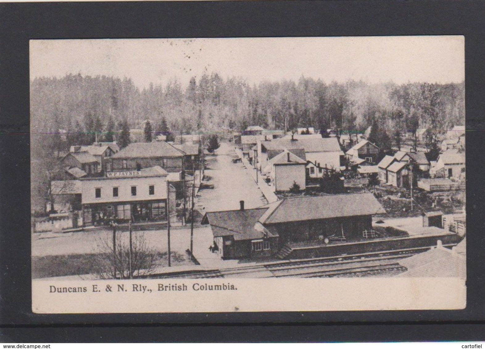 BRITISH COLUMBIA-DUNCANS-E. & N. RLY-RAILWAY-STATION-SENT POSTCARD-1907-TO BELGIUM-HIBBEN&CO-VICTORIA-LOOK 2 SCANS-RARE! - Non Classés