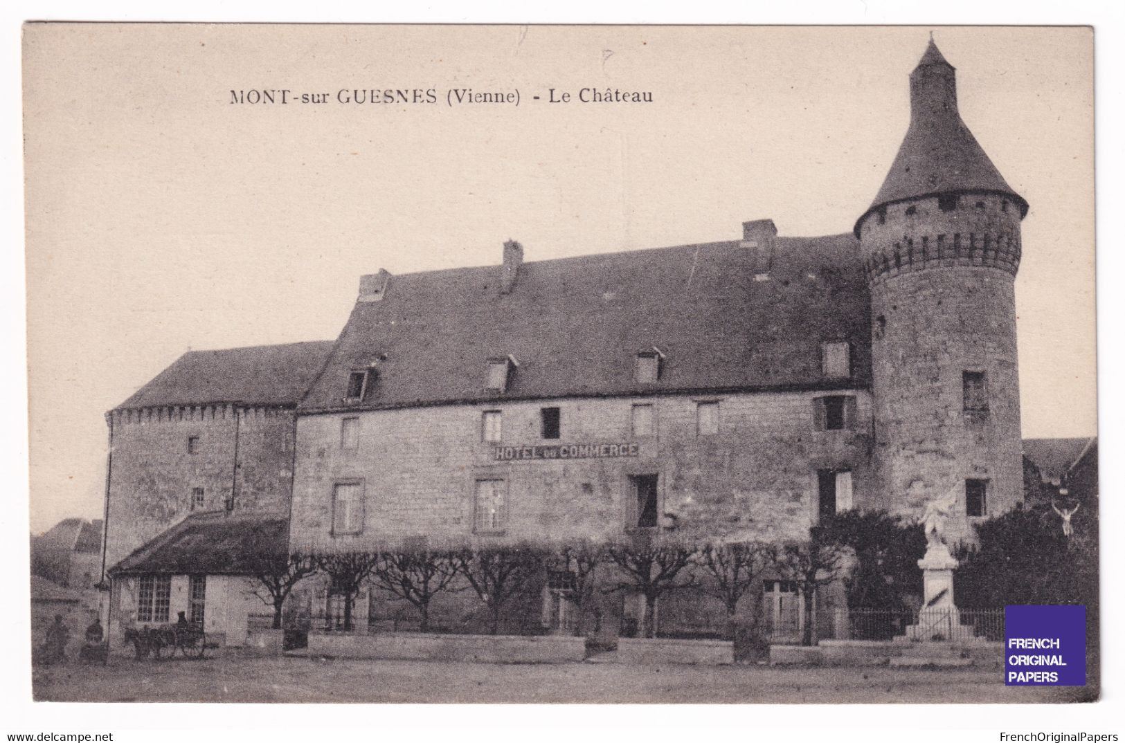 TBE - Carte Postale Ancienne 1920s Monts Sur Guesnes Vienne Mont - Le Château Hôtel Du Commerce D1-245 - Monts Sur Guesnes