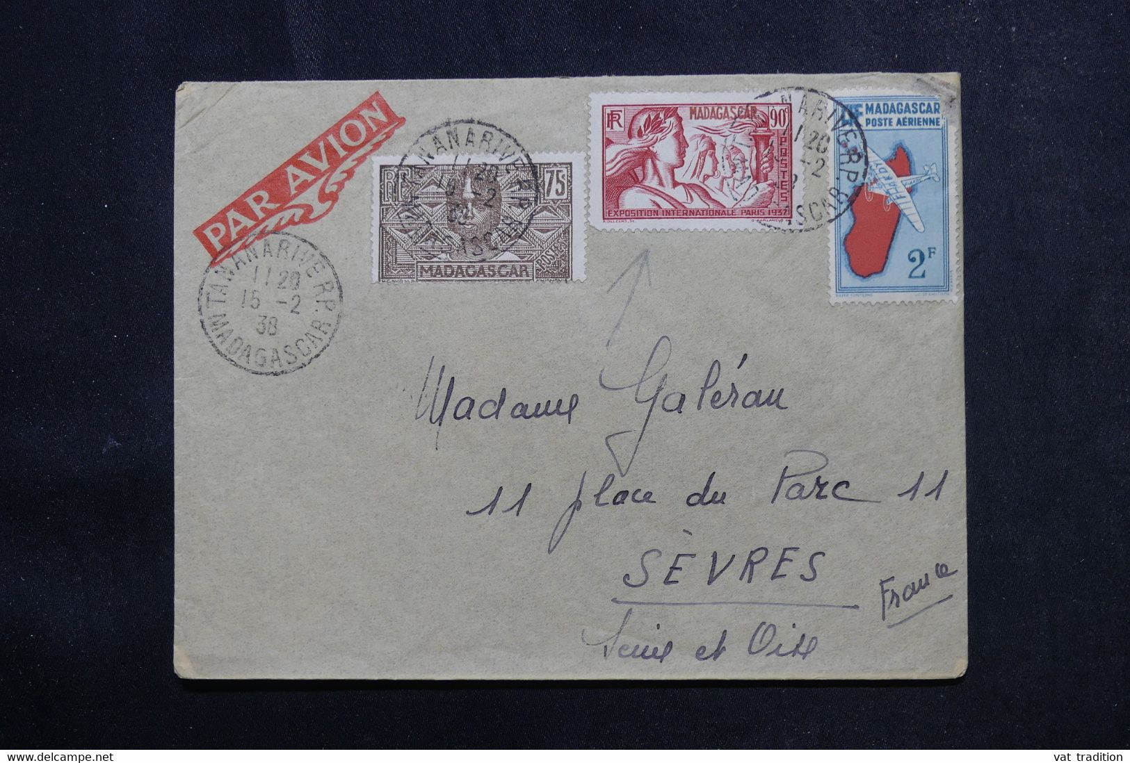 MADAGASCAR - Enveloppe De Tananarive Pour Paris En 1939 - L 73046 - Autres & Non Classés