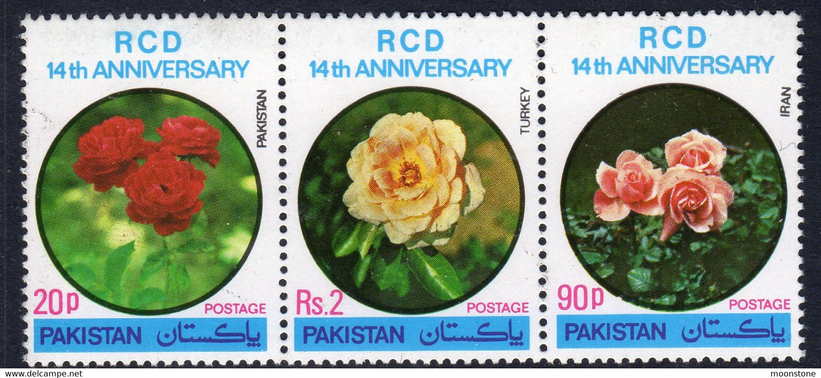 Pakistan 1978 Regional Co-operation Roses Flowers Strip Of 3, MNH, SG 456/8 (E) - Pakistan