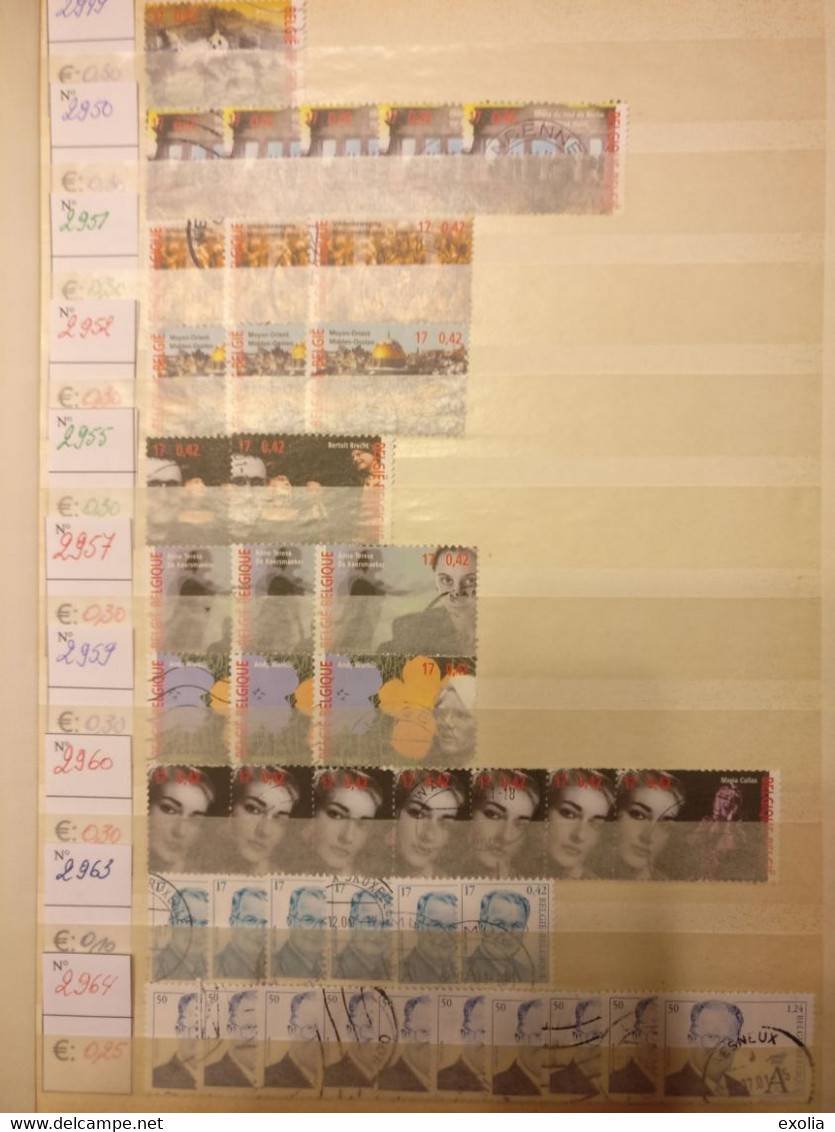 Classeur 48 Pages Timbres Belgique Oblitérés Et Classés Numéros 2949 à 4490 BD Buzin Royauté Lire Description Complète - Vrac (min 1000 Timbres)