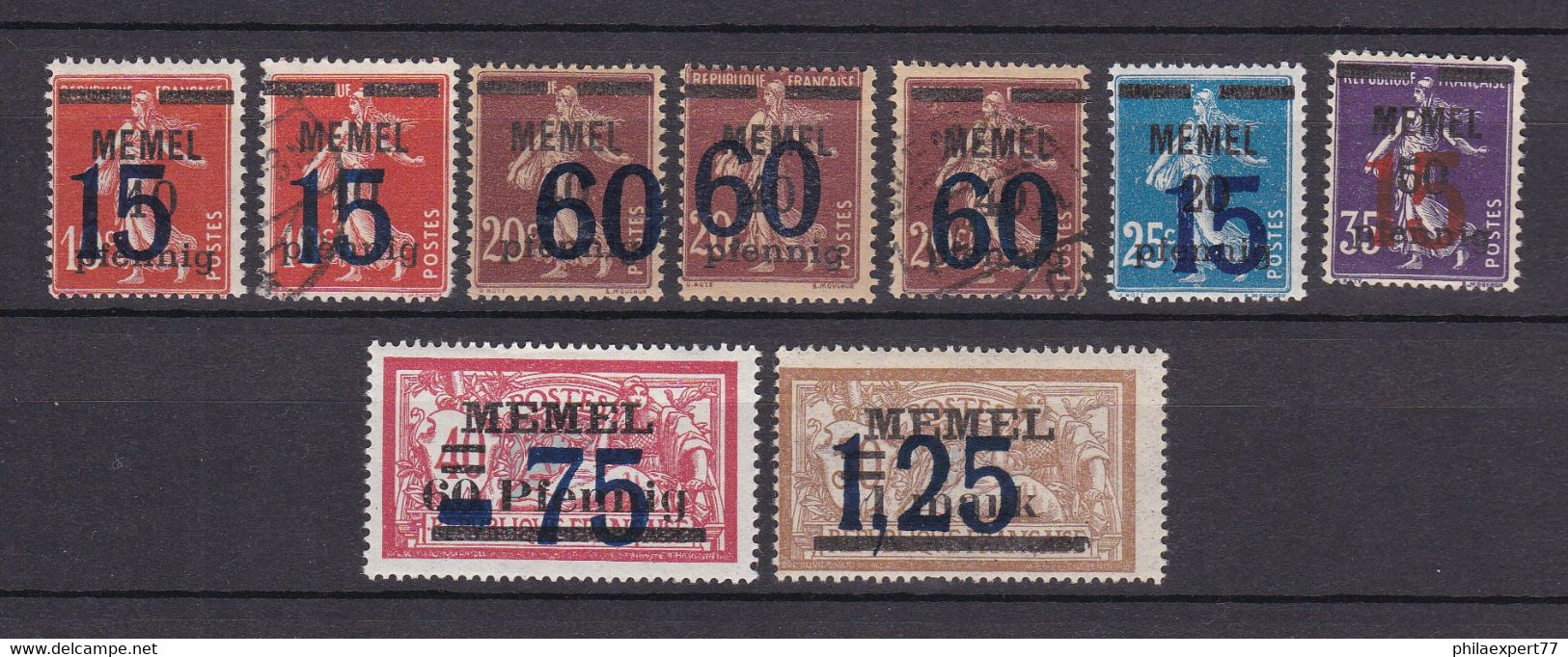 Memelgebiet - 1921/22 - Michel Nr. 34/35 + 47/48 + 49/50 - Ungebr./Gestempelt - Klaipeda 1923