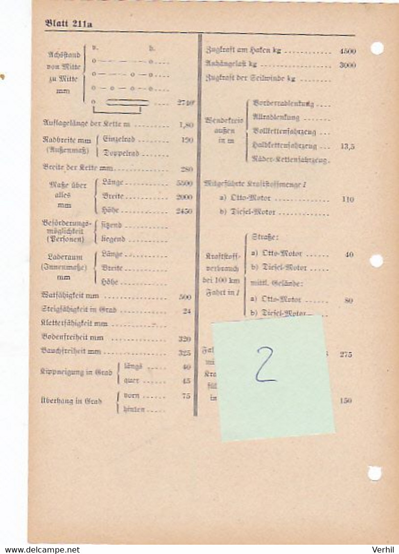 Chenille Halftrack Nebelkraftwagen Fiche Technique Datenblatt Allemande German - Véhicules