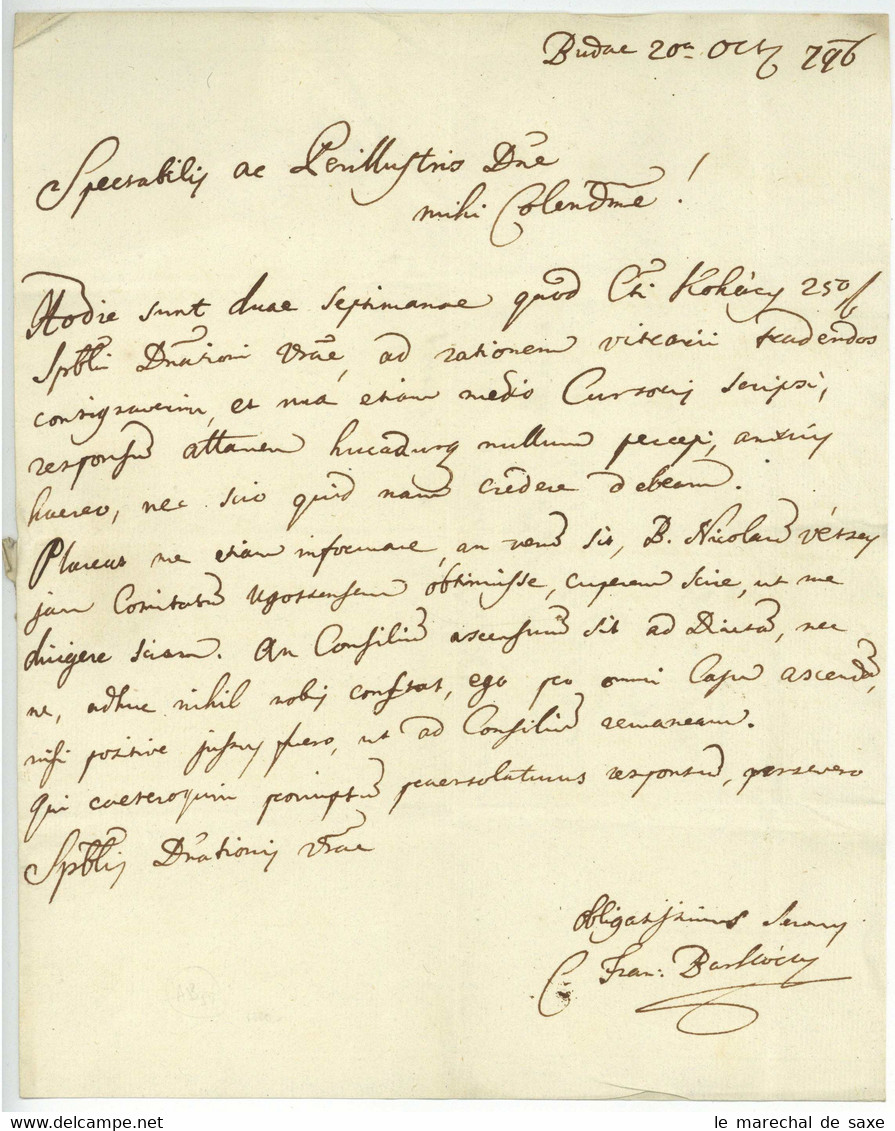 1796 Buda Budapest Manuscript Postmark To Vienna Wien Bartwicz Latin Lateinischer Brief - ...-1867 Préphilatélie