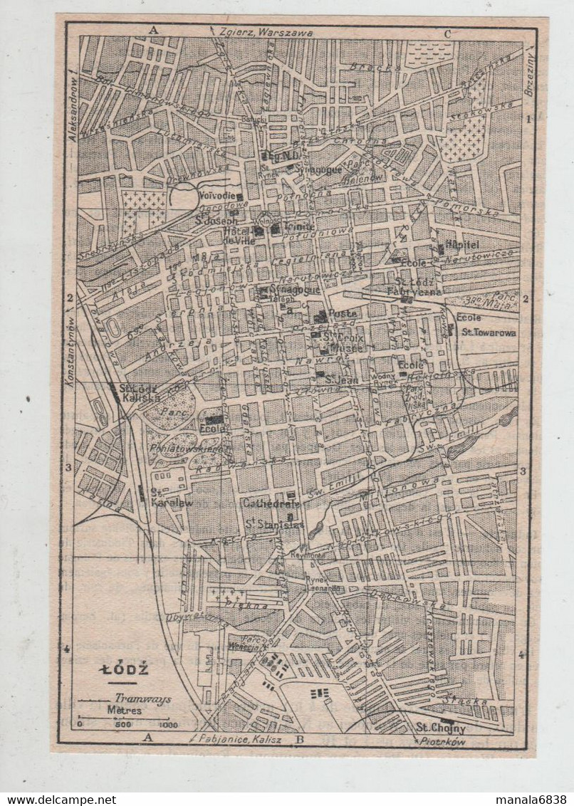 Lodz Plan De La Ville Synagogue Karalew Voivodie... 1939 - Non Classificati