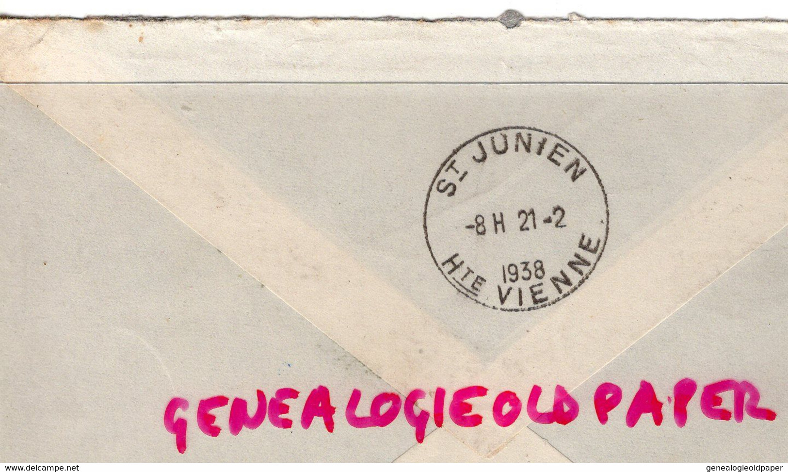 MARCOPHILIE TIMBRE MONACO 2 F 15- MINISTERE ETAT FINANCES-OFFICE EMISSIONS TIMBRES POSTES-1938-PERUCAUD SAINT JUNIEN - Poststempel