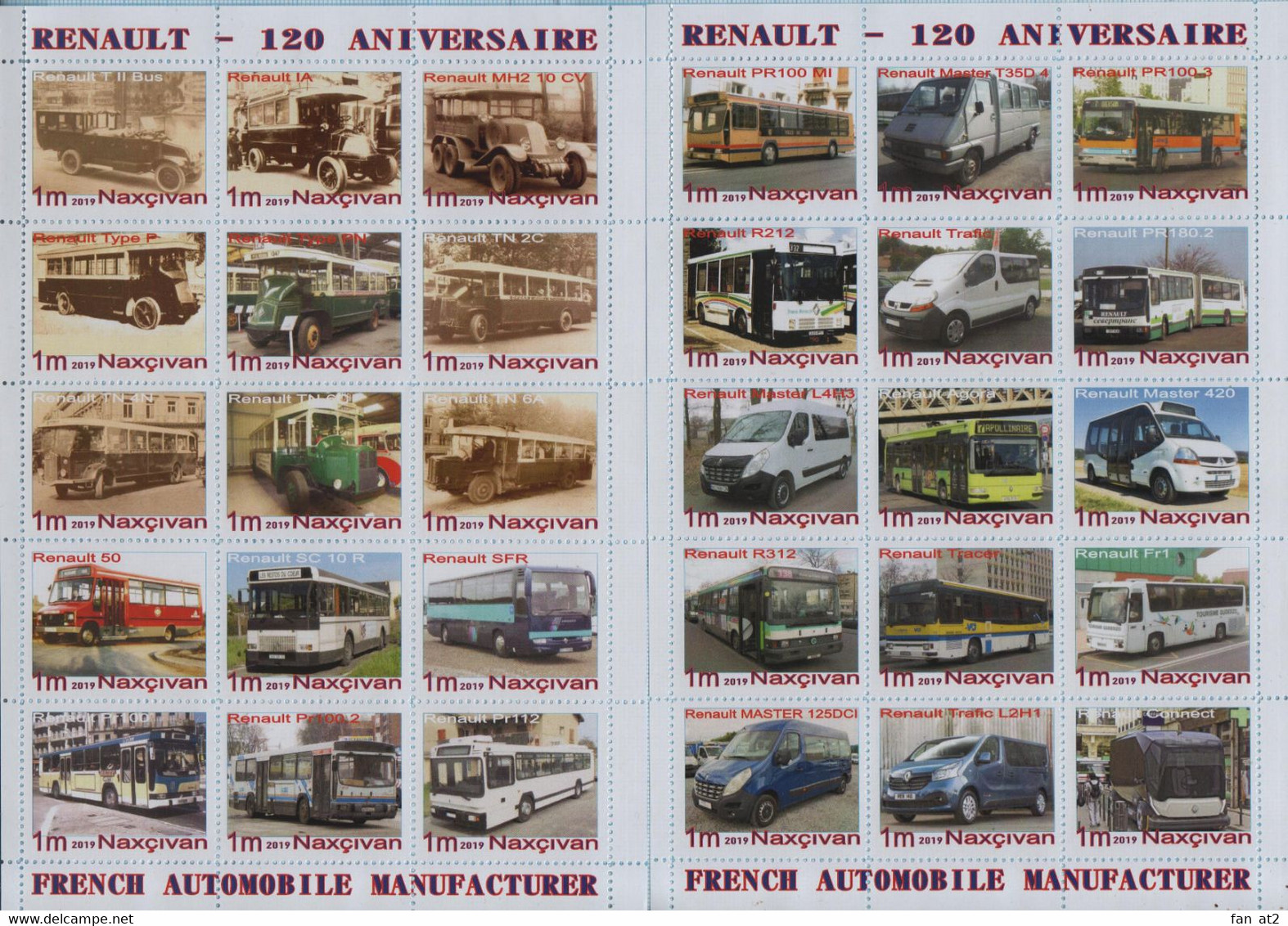 Fantazy Labels / Private Issue. Renault - 120e Anniversaire. Buses. Transport. 2019 - Etichette Di Fantasia