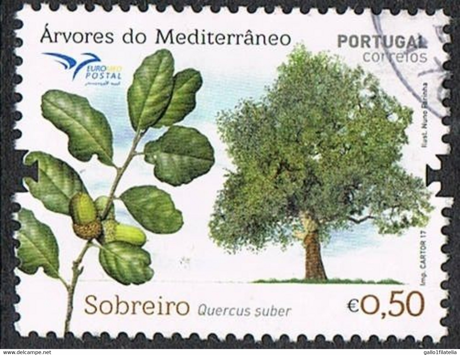 2017 - PORTOGALLO / PORTUGAL - EUROMED / ALBERI DEL MEDITERRANEO / TREES OF THE MEDITERRANEAN - USATO / USED. - Used Stamps