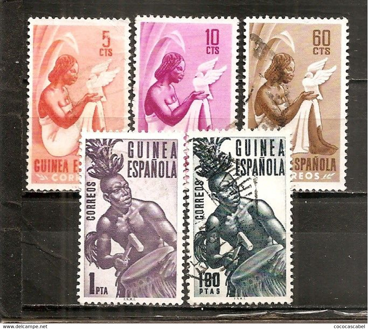 Guinea Española - Edifil 325-29 - Yvert 346-50 (usado) (o) - Guinée Espagnole