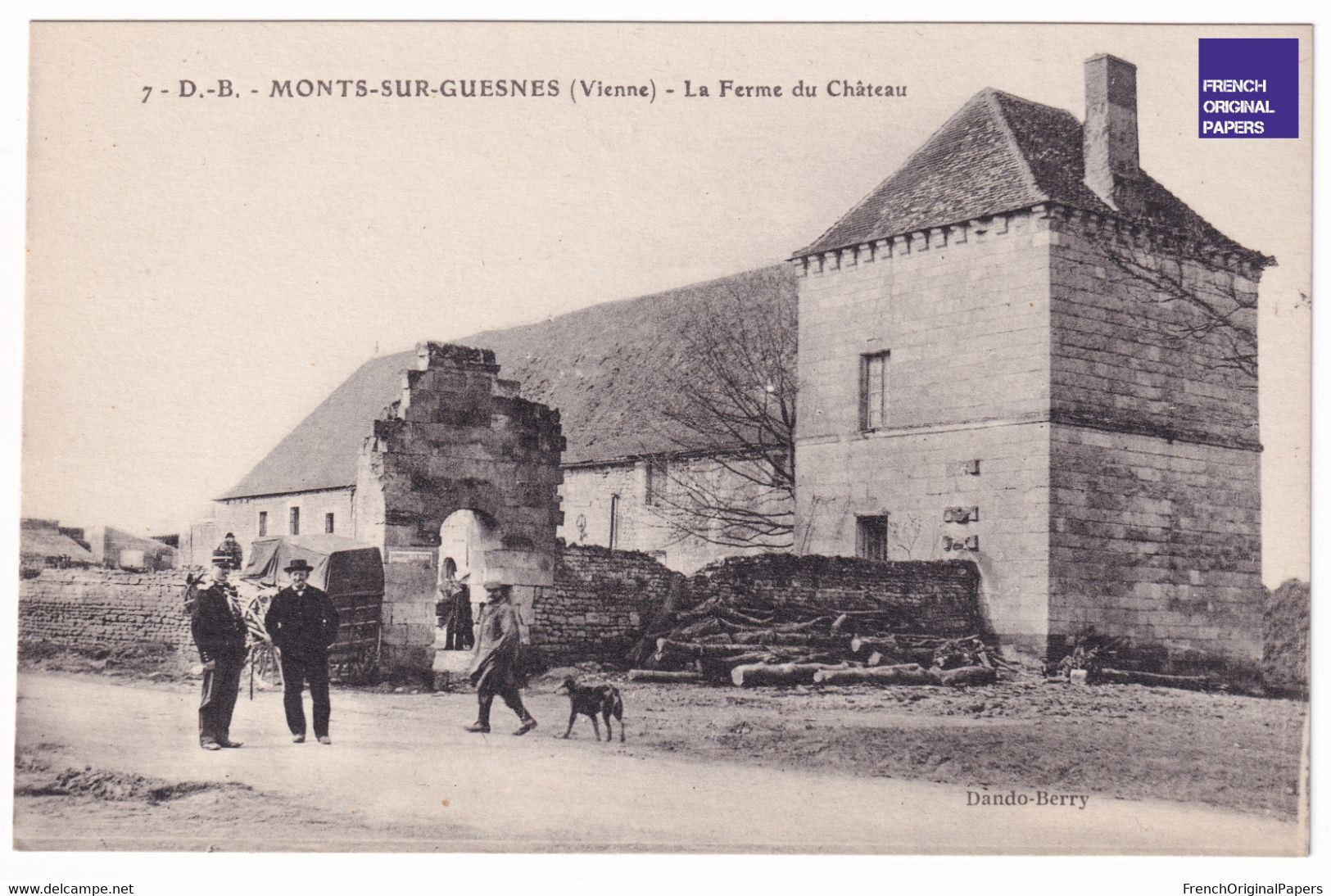 TBE CPA 1910/20 Vienne / Monts Sur Guesne La Ferme Du Château Animée Gendarme Attelage Dando-Berry D1-255 - Monts Sur Guesnes