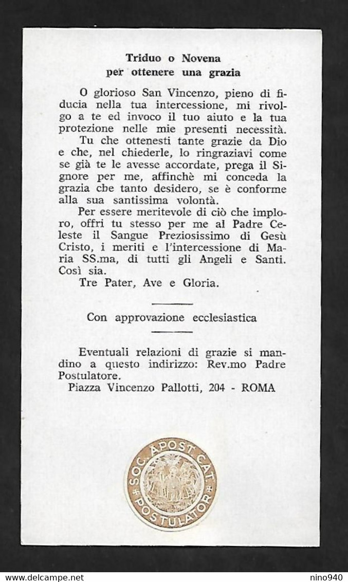 Santino Con Reliquia/holycard With Relic: S. VINCENZO PALLOTTI - Religion &  Esoterik