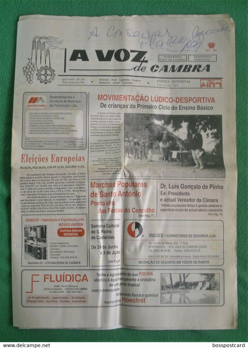 Vale De Cambra - Jornal A Voz De Cambra Nº 555, 15 De Junho De 1994. Aveiro. Portugal. - Algemene Informatie
