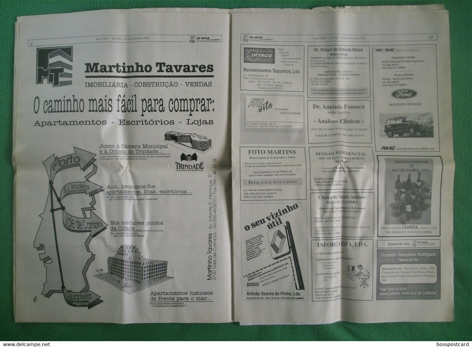 Vale de Cambra - Jornal A Voz de Cambra Nº 555, 15 de Junho de 1994. Aveiro. Portugal.