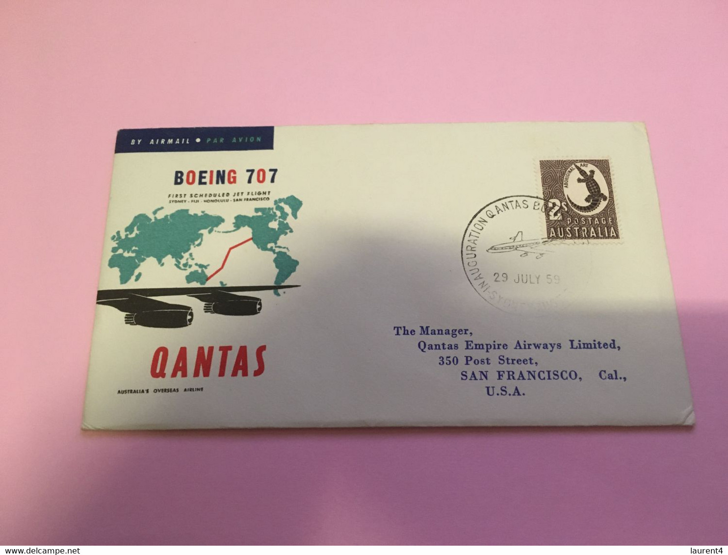 (S 9) Australia - First QANTAS Flight - Posted To San Francisco In USA (1959) - Erst- U. Sonderflugbriefe