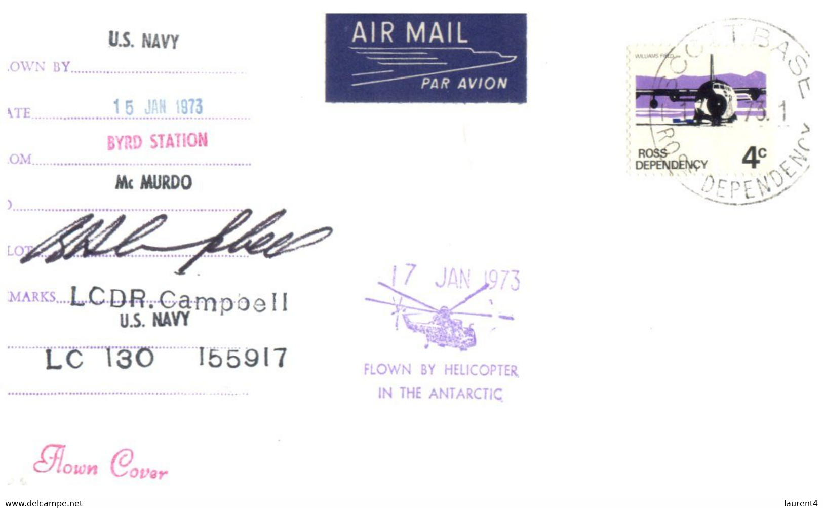 (S 9) New Zeland Antarctica - Ross Dependency - US Navy Byrd Station - Helicopter - 15-6-1973 - Otros & Sin Clasificación